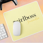 Personalisiert-Gelb-Name #GirlBoss Mousepad<br><div class="desc">Fügen Sie mit diesem gelben #girlboss Mauspad einen Pop Sonnenschein in Ihren Arbeitsbereich! Dieses bestärkende Design mit fett schwarzer Typografie und einem anpassbaren Namen in einer warmen goldenen Schrift ist perfekt für Unternehmerinnen, Büroköniginnen, Studenten oder jede engagierte Frau. Ideal als motivierend Schreibtischzubehör oder nachdenkliches personalisiertes Geschenk für einen Freund, Mitarbeiter...</div>