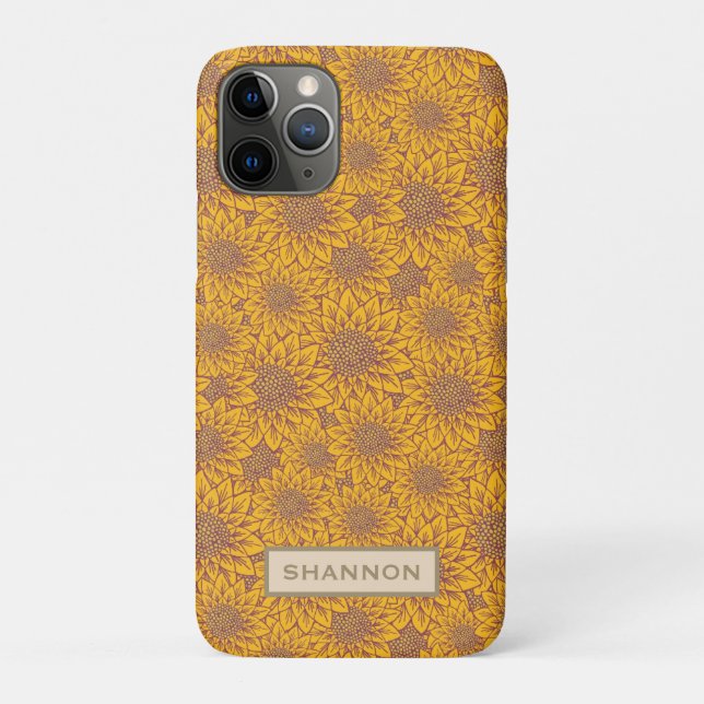Personalisiert-Gelb-Sonnenblumen-Muster iPhone Cas Case-Mate iPhone Hülle (Rückseite)