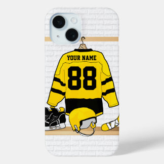 Personalisiert Gelb und Schwarzes Eishockey Jersey Case-Mate iPhone Hülle
