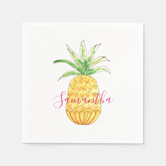 Personalisiert Gelbe Ananas Serviette (Vorderseite)