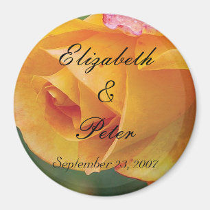 Personalisiert-gelbe Blushing-Rose-Hochzeit Magnet