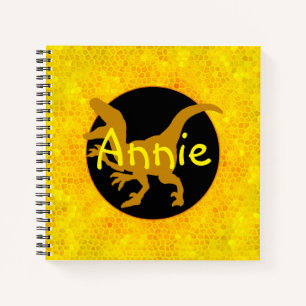 Personalisiert-Gelbe Dinosaurier-Hide Notizbuch