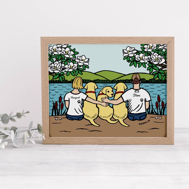 Personalisiert Gelbe Labrador-Familie Blonde Kurz  Poster (Von Creator hochgeladen)