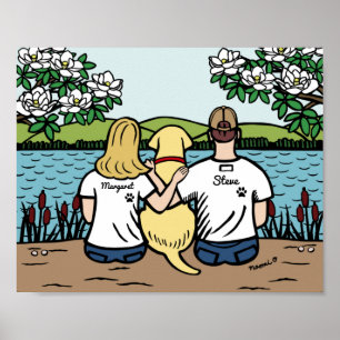 Personalisiert-Gelbe Labrador-Familie Blonde L Poster