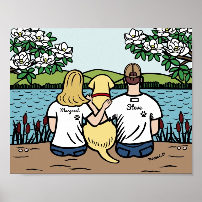 Personalisiert-Gelbe Labrador-Familie Blonde L Poster (Vorne)