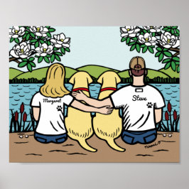Personalisiert-Gelbe Labrador-Familie Blonde Long Poster