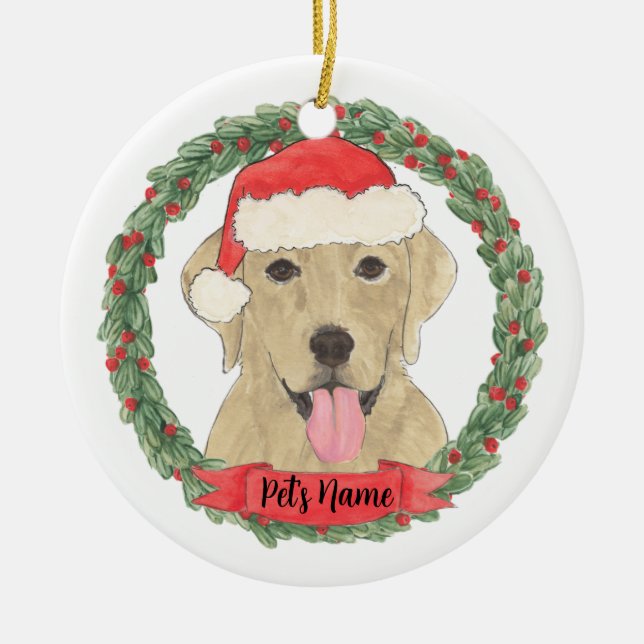 Personalisiert Gelbe Labrador Labrador Keramik Ornament (Vorne)