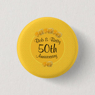 Personalisiert-Gelbe Rose 50 Jahre alt Button