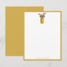 Personalisiert Gelbe Vintage Aquarellfarben-Blume Mitteilungskarte