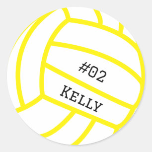 Personalisiert-Gelbe Volleyballkleber Runder Aufkleber