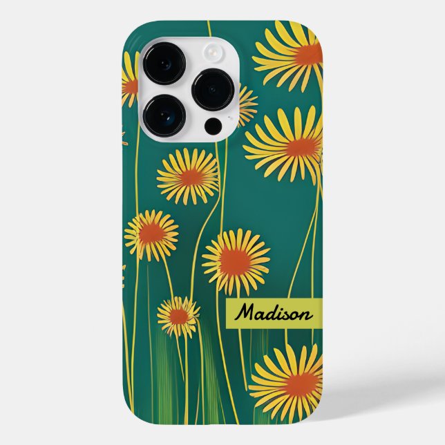 Personalisiert Gelbe Wildblumen Case-Mate iPhone Hülle (Rückseite)