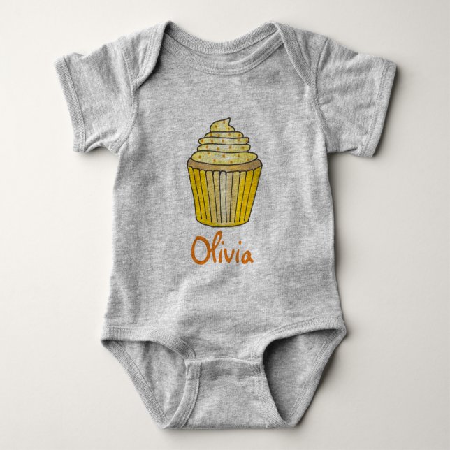 Personalisiert Gelbe Zitrone Baby Strampler (Vorderseite)