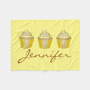 Personalisiert Gelber Zitronenkuchen Cupcake Feins Fleecedecke