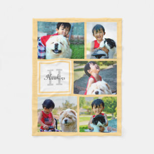 Personalisiert-gelbes Foto-Collage Mit Monogramm G Fleecedecke