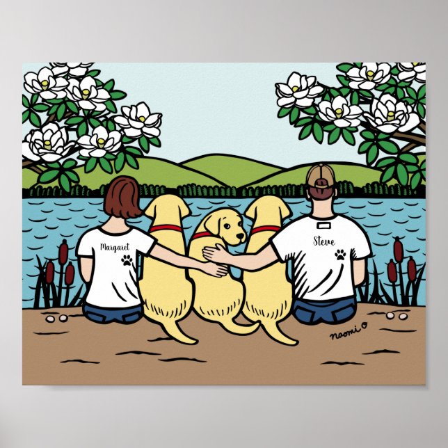 Personalisiert-gelbes Labrador-Familie Brown Kurz  Poster (Vorne)
