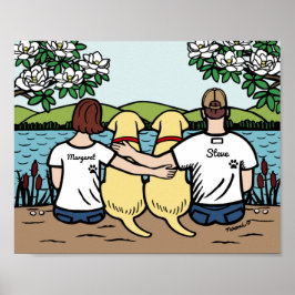 Personalisiert-gelbes Labrador-Familie Brown Kurz Poster