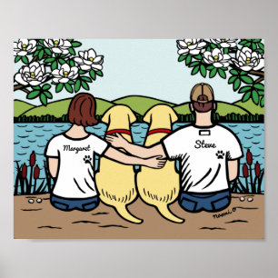 Personalisiert-gelbes Labrador-Familie Brown Kurz  Poster