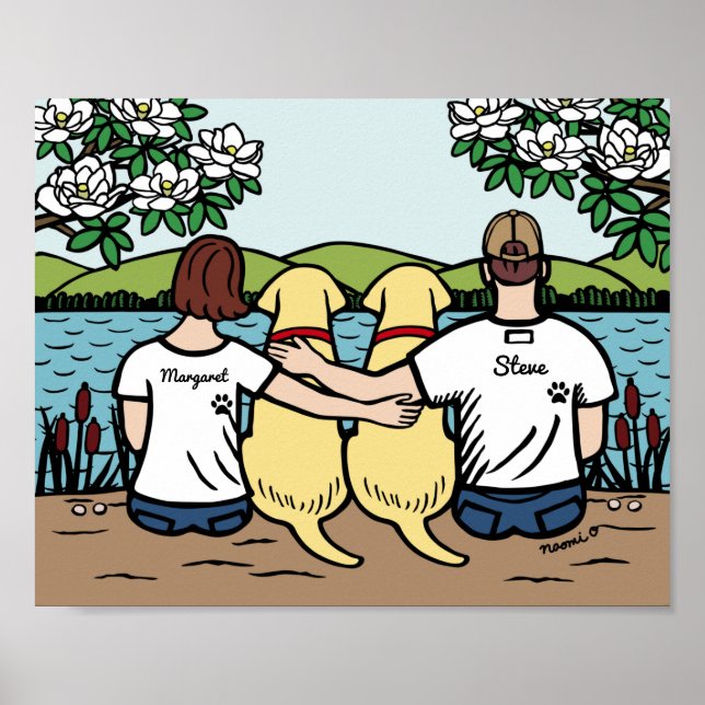 Personalisiert-gelbes Labrador-Familie Brown Kurz  Poster (Vorne)