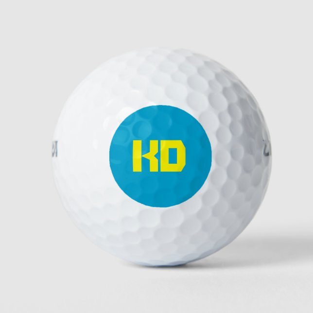Personalisiert-gelbes Monogramm Einfach elegant Bl Golfball (Vorderseite)