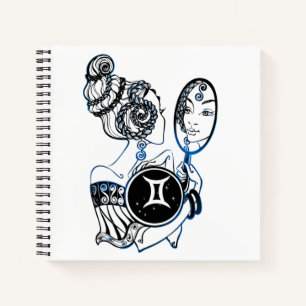 Personalisiert Gemini Zodiac Art Deco Lady Notizbuch