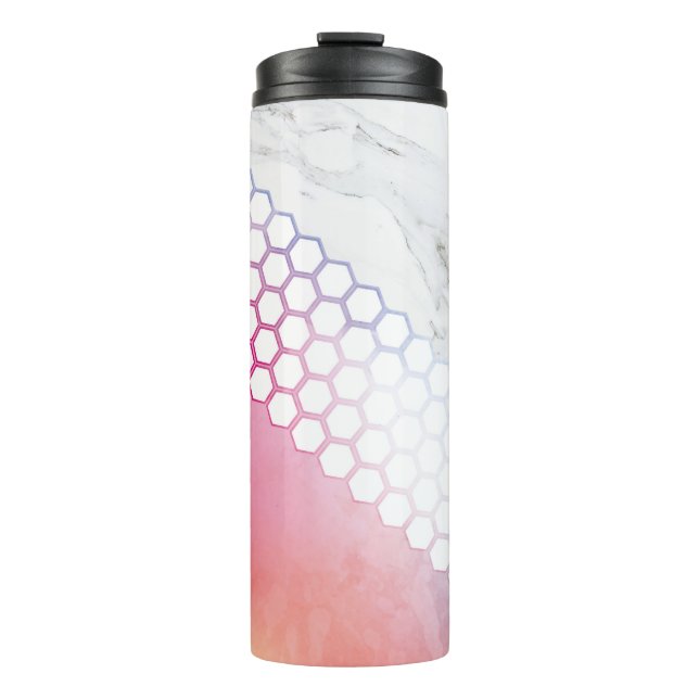 Personalisiert Geo Marble Wasserfarbenflasche Thermosbecher (Vorderseite)