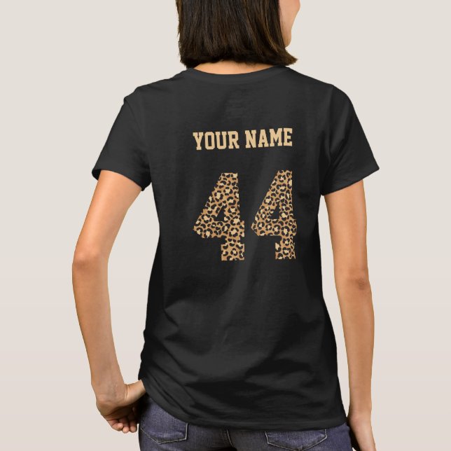 Personalisiert Geparter Nummer 44 T - Shirt (Rückseite)