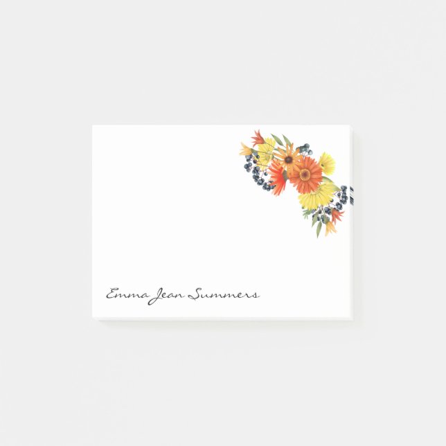 Personalisiert Gerbera Daisy Bouquet Floral Post-it Klebezettel (Vorderseite)