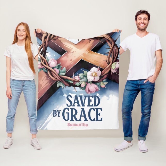 Personalisiert Gerettet nach Grace Christlich Fleecedecke (Beispiel)