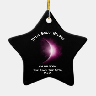 Personalisiert GESAMT SOLAR ECLIPSE 2024 Keramik S Keramik Ornament