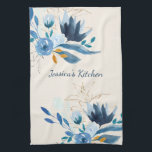 Personalisiert Geschirrtuch<br><div class="desc">Schöne und stilvolle Aquarellmalerei in Blau und Gold, personalisiert mit Ihrem Namen.</div>
