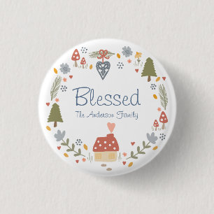 Personalisiert gesegnete, gemütliche Hütte Hygge Button