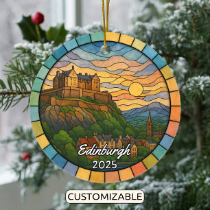 Personalisiert gesteinigtes Glas Edinburgh, Schott Keramik Ornament