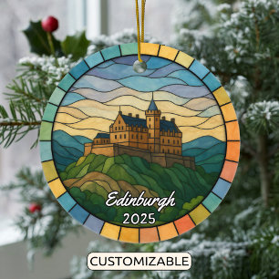 Personalisiert gesteinigtes Glas Edinburgh, Schott Keramik Ornament