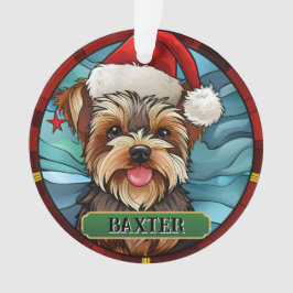 Personalisiert gesteinigtes Glas Yorkie Ornament