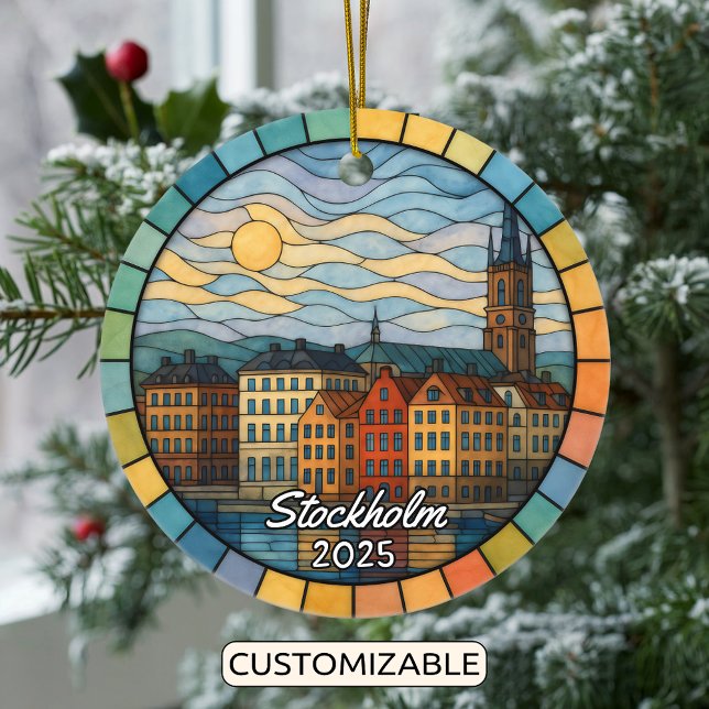 Personalisiert gestettetes Glas Stockholm, Schwede Keramik Ornament (Von Creator hochgeladen)