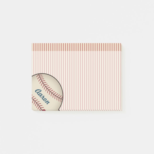 Personalisiert gestreifter Baseball-Beitrag - Anme Post-it Klebezettel (Vorderseite)