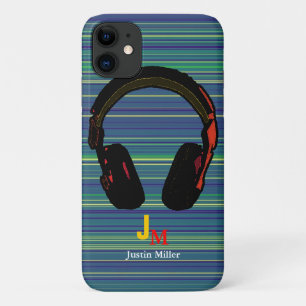 personalisiert gestreiftes DJ-Kopfhörer Case-Mate iPhone Hülle