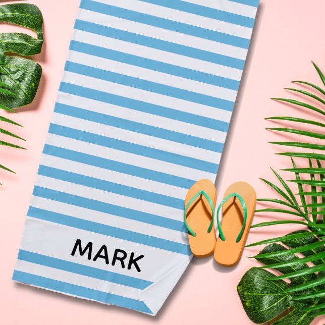Personalisiert gestrichen, blau und weiß strandtuch (Von Creator hochgeladen)