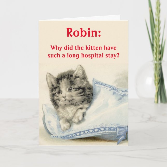 Personalisiert Get Well Card mit Niedlichem Cat Jo Karte (Vorderseite)
