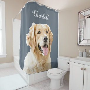 Personalisiert Gezeichnet Golden Retriever Hund Duschvorhang