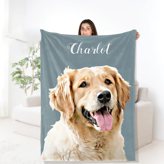 Personalisiert Gezeichnet Golden Retriever Hund Fleecedecke (Von Creator hochgeladen)