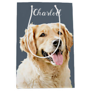 Personalisiert Gezeichnet Golden Retriever Hund Mittlere Geschenktüte
