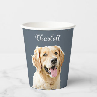 Personalisiert Gezeichnet Golden Retriever Hund Pappbecher