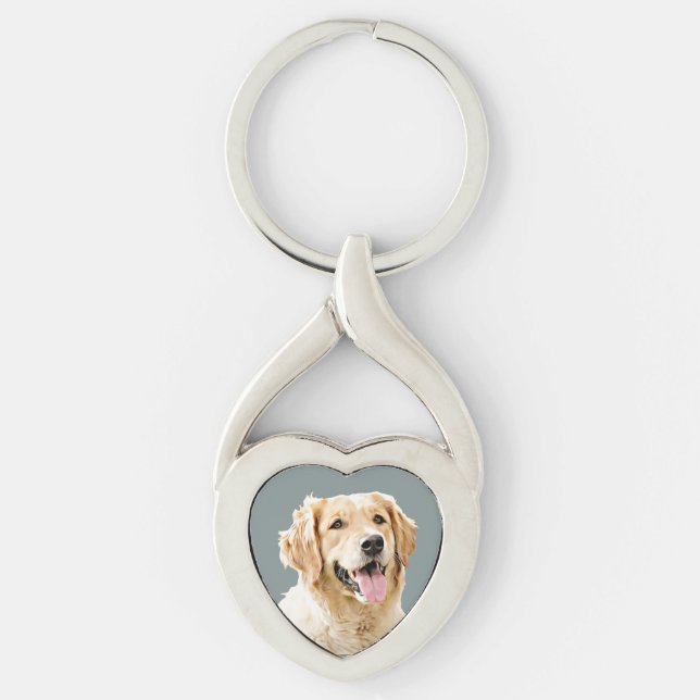 Personalisiert Gezeichnet Golden Retriever Hund Schlüsselanhänger (Vorderseite)