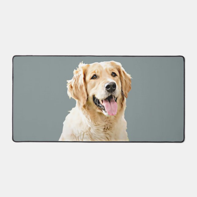 Personalisiert Gezeichnet Golden Retriever Hund Schreibtischunterlage (Vorderseite)