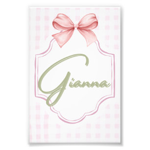 Personalisiert Gianna Baby Girl Kinderzimmer Bow&G Fotodruck