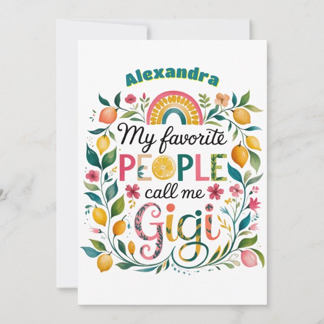 ❤️ Personalisiert GIGI gibt Müttern Geburtstag Einladung (Vorderseite)