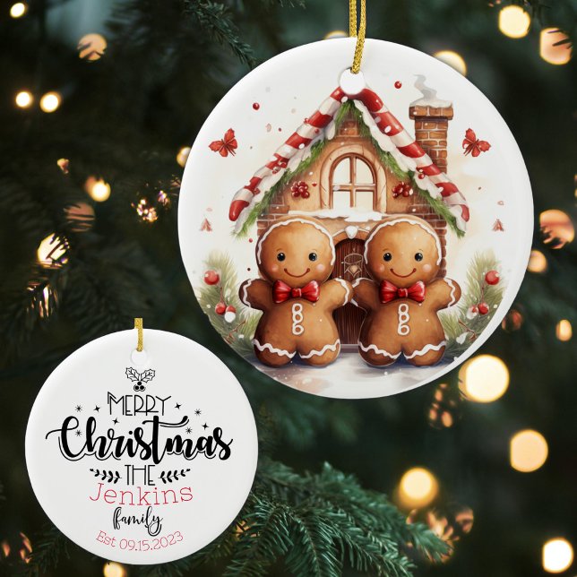 Personalisiert Gingerbrei Erste Weihnachten Verhei Keramik Ornament (Von Creator hochgeladen)