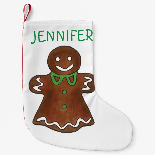 Personalisiert Gingerbrot Dame Weihnachtskochtopf Kleiner Weihnachtsstrumpf (Vorderseite)