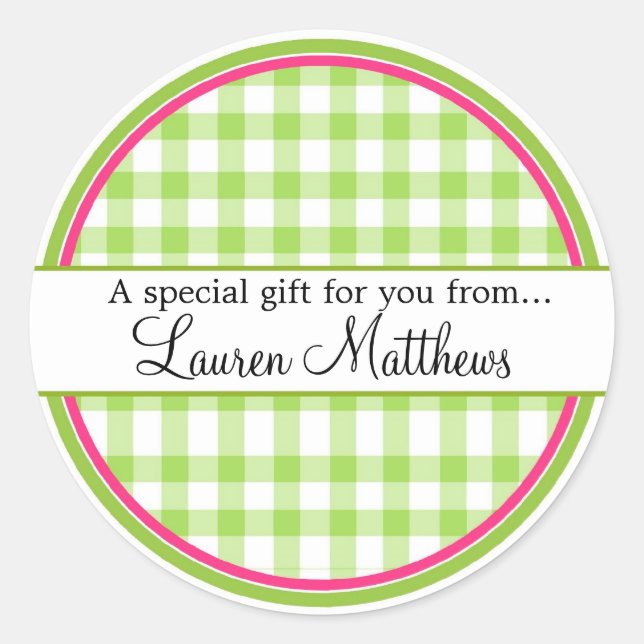 Personalisiert Gingham Gift Stickers (Vorderseite)
